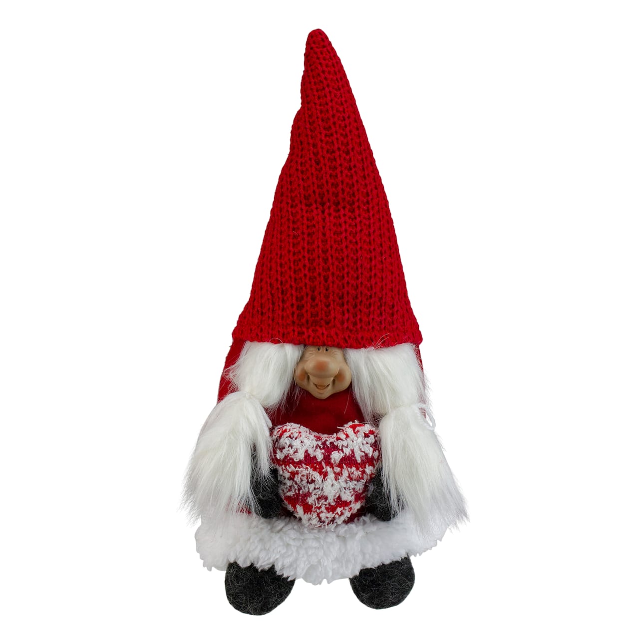 12.5" Smiling Woman Gnome with Heart Tabletop Accent